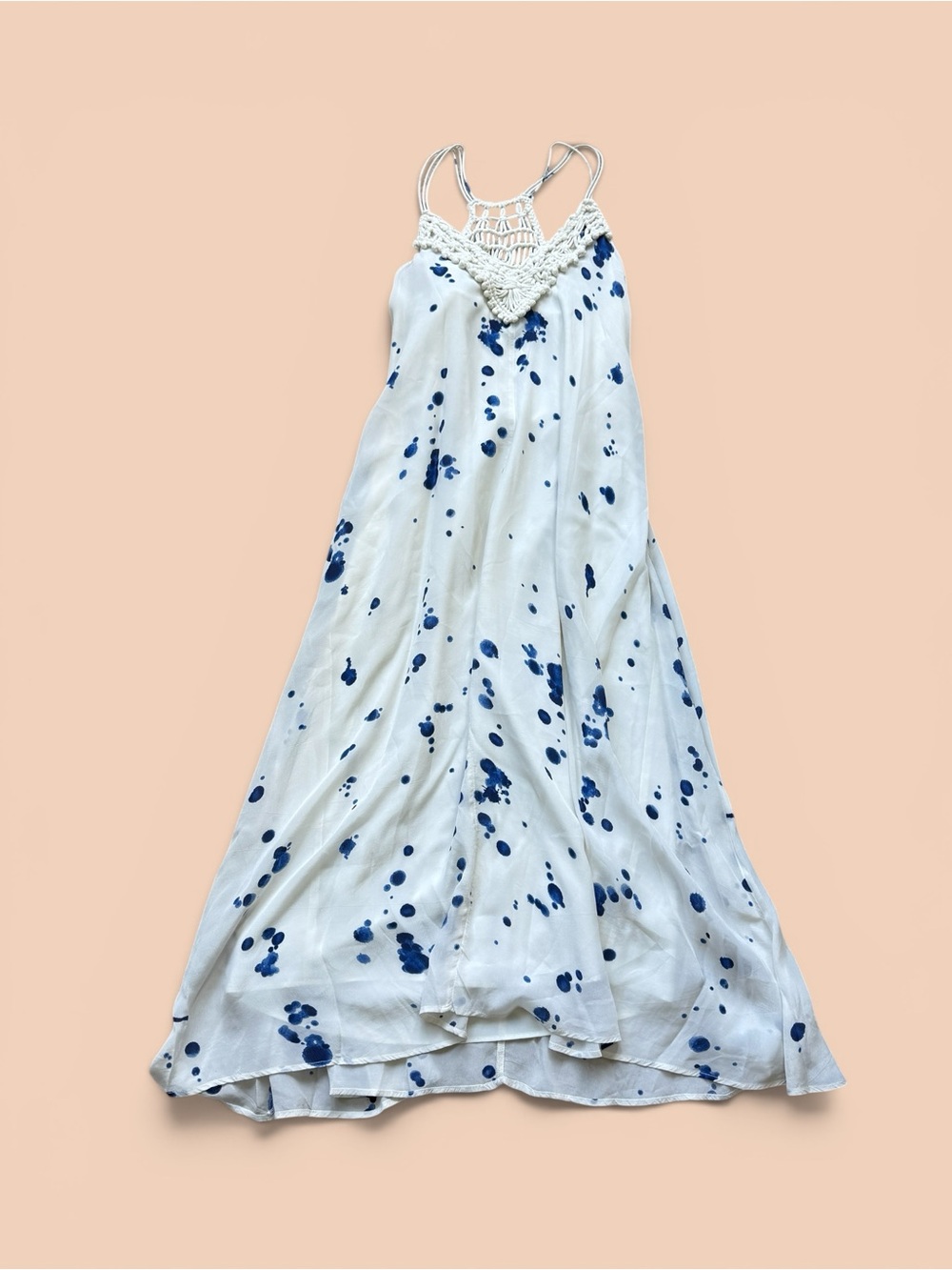 Anthropologie Maeve Crochet Trim Paint Splatter Maxi Dress Small Boho Festival - Picture 3 of 14